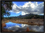Góry, Chmury, Staw, Malibu, Kalifornia