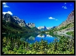 Góry, Drzewa, Jezioro, Saint Mary, Montana