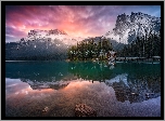 Park Narodowy Yoho, Dom, Most, Jezioro, Emerald Lake, Góry, Drzewa, Prowincja Kolumbia Brytyjska, Kanada