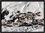 Góry, Alpy, Miasto, Śnieg, Francja