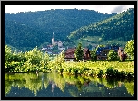 Niemcy, Góry, Szwarcwald, Jezioro, Domy, Kościół, Drzewa