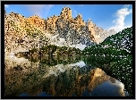 Góry, Jezioro, Obłoki, Odbicie