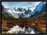 Góry, Woda, Trawy, Patagonia, Argentyna