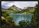 Góry, Alpy, Jezioro, Roselend, Francja