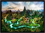 Góry, Farmy i Pola, Rzeka, Chiny