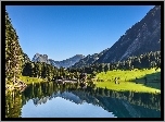 Góry, Jezioro, Lasy, Tyrol, Austria
