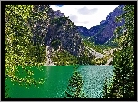 Góry, Jezioro, Lasy, Świerki, Obłoki
