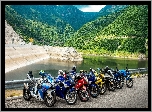 Góry, Droga, Zbiornik wodny, Motocykle