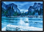 Góry, Las, Rzeka, Yosemite, Kalifornia
