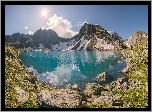 Góry, Kaukaz, Jezioro Nikolaya Busha, Skały, Promienie słońca, Imeretia, Gruzja