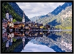 Hallstatt, Austria, Jezioro, Góry Alpy, Odbicie