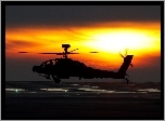 Helikopter, Lot, Chmury, Zachód, Słońca