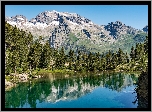 Hiszpania, Aragonia, Góry Pireneje, Jezioro, Drzewa