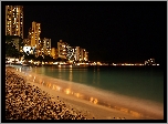 Honolulu, Nocą, Plaża, Waikiki