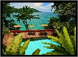 Hotel, Basen, Ocean, Wyspa