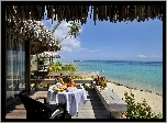 Hotelowy, Taras, Śniadanie, Plaża, Ocean, Tahiti