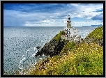Irlandia, Półwysep Howth Head, Latarnia morska Baily Lighthouse, Wybrzeże, Morze Irlandzkie
