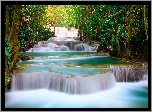 Wodospad, Huai Mae Khamin Waterfall, Kanchanaburi, Tajlandia