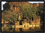 Świątynia, Karnataka, Indie, Skały