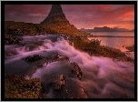 Islandia, Góra Kirkjufell, Wodospad, Kamienie, Roślinność