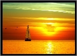 Jacht, Morze, Zachód Słońca