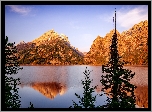 Stany Zjednoczone, Wyoming, Park Narodowy Grand Teton, Góry, Jezioro, Jenny Lake, Drzewa