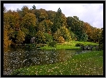 Jesień, Rzeka, Drzewa, Mostek