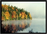 Jesień, Kolorowe, Drzewa, Jezioro, Odbicie