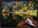 Niemcy, Schwarzwald, Jezioro, Lasy, Odbicie, Lustrzane, Kamienie Jesień, Skały