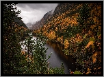 Góry, Jesień, Rzeka, Malbaie River, Prowincja Quebec, Kanada