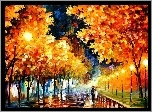 Jesień, Spacer, Park, Leonid Afremov