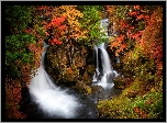 Jesień, Las, Wodospad, Ryuzu, Japonia