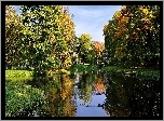 Jesień, Park, Rzeka, Odbicie