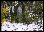 Jesień, Zima, Widok, Rzeka, Drzewa