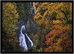 Jesień, Wodospad, Skały, Drzewa