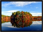 Stany Zjednoczone, Stan Massachusetts, Walpole, jezioro Turner Pond,  Drzewa, Jesień