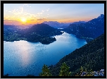 Austria, Góry, Alpy, Jezioro Mondsee, Wschód słońca