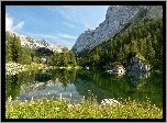 Jezioro, Góry, Chmury, Lasy