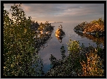 Jezioro Ładoga, Skały, Wysepki, Drzewa, Rosja
