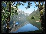 Jezioro, Łódki, Góry, Glarus, Szwajcaria
