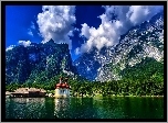 Góry, Jezioro, Koenigssee, Kościół, Św.Bartłomieja, Bawaria