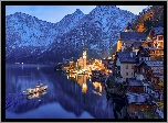 Austria, Hallstatt, Góry, Jezioro, Hallstattersee, Domy, Kościół