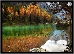 Jezioro, Las, Góry, Jesień