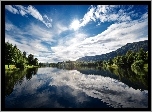 Jezioro, Lasy, Góry, Norwegia