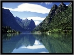 Jezioro, Oldenvatnet, Góry, Las