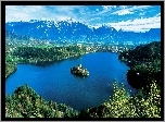 Jezioro, Bled, Wysepka, Góry, Słowenia