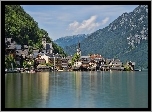 Jezioro, Góry, Zabudowanie, Hallstatt, Austria