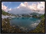 Jezioro, Góry, Kaukaz, Chmury, Imeretia, Gruzja