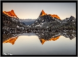 Rozświetlone, Góry Jotunheimen, Szczyty, Hjelledalstind, Falketind, Park Narodowy Jotunheimen, Jezioro Gjende, Norwegia