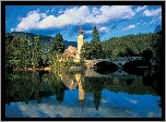 Jezioro, Bohinj, Most, Kościół, Las